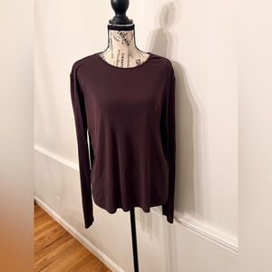Eileen Fisher 100% Silk dark plum Long Sleeve Top